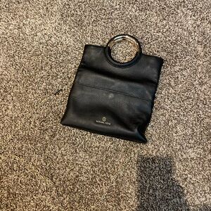 Michael Kors Black Leather Tote with Gold Accents